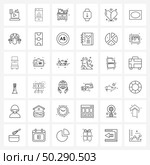 Stock Vector Icon Set of 36 Line Symbols for timer, fashion, mobile, down arrow, room Vector Illustration. Стоковая иллюстрация, агентство Ingram Publishing / Фотобанк Лори
