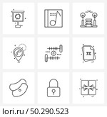 Set of 9 Simple Line Icons for Web and Print such as cufflinks, navigation, bench, map, navigation Vector Illustration. Стоковая иллюстрация, агентство Ingram Publishing / Фотобанк Лори