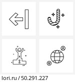 Set of 4 Modern Line Icons of keyboard, sports, left, Christmas, win Vector Illustration. Стоковая иллюстрация, агентство Ingram Publishing / Фотобанк Лори