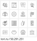 Pack of 16 Universal Line Icons for Web Applications print, picnic, shower, beach, sea side Vector Illustration. Стоковая иллюстрация, агентство Ingram Publishing / Фотобанк Лори
