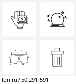 4 Universal Line Icons for Web and Mobile cashing in, nail, payout, gazing ball, nail polish Vector Illustration. Стоковая иллюстрация, агентство Ingram Publishing / Фотобанк Лори