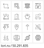 Simple Set of 16 Line Icons such as navigation, store, box, sign, confectionery Vector Illustration. Стоковая иллюстрация, агентство Ingram Publishing / Фотобанк Лори