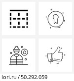 Mobile UI Line Icon Set of 4 Modern Pictograms of cell, emergency, ribbon, bookmark, liked Vector Illustration. Стоковая иллюстрация, агентство Ingram Publishing / Фотобанк Лори