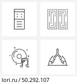 4 Editable Vector Line Icons and Modern Symbols of computer, music, pc, debug, video Vector Illustration. Стоковая иллюстрация, агентство Ingram Publishing / Фотобанк Лори