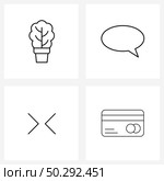 Universal Symbols of 4 Modern Line Icons of farming, arrows, pot, chat, minimize Vector Illustration. Стоковая иллюстрация, агентство Ingram Publishing / Фотобанк Лори