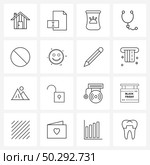 Set of 16 Modern Line Icons of closed, hospital, cat food, statoscope, doctor Vector Illustration. Стоковая иллюстрация, агентство Ingram Publishing / Фотобанк Лори