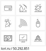 Simple Set of 9 Line Icons such as technology, rss, Saturn, socks, Christmas Vector Illustration. Стоковая иллюстрация, агентство Ingram Publishing / Фотобанк Лори