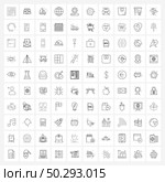 100 Universal Line Icons for Web and Mobile setting, configure, games, global security, backup Vector Illustration. Стоковая иллюстрация, агентство Ingram Publishing / Фотобанк Лори