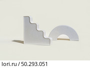 Podium stair shaped, semicircular geometric form for products ad. Nude background. Showcase, display case. Modern Abstract pedestal to show cosmetic, soap, Items presentation. Minimal design platform. Стоковое фото, фотограф Марина Демидюк / Фотобанк Лори