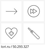 4 Universal Icons Pixel Perfect Symbols of arrow, love, control, media, medicine Vector Illustration. Стоковая иллюстрация, агентство Ingram Publishing / Фотобанк Лори