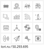 Pack of 16 Universal Line Icons for Web Applications analytics, state, avatar, rejected institution, messages Vector Illustration. Стоковая иллюстрация, агентство Ingram Publishing / Фотобанк Лори