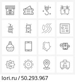 Mobile UI Line Icon Set of 16 Modern Pictograms of remote, control, winch, clicker, labour day Vector Illustration. Стоковая иллюстрация, агентство Ingram Publishing / Фотобанк Лори