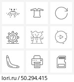 Simple Set of 9 Line Icons such as arrow, explosion, arrow, volcano, gear Vector Illustration. Стоковая иллюстрация, агентство Ingram Publishing / Фотобанк Лори
