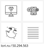 Set of 4 Modern Line Icons of screen, map, money, conversation, justify Vector Illustration. Стоковая иллюстрация, агентство Ingram Publishing / Фотобанк Лори
