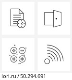 Simple Set of 4 Line Icons such as document, solve, text, login, rss Vector Illustration. Стоковая иллюстрация, агентство Ingram Publishing / Фотобанк Лори