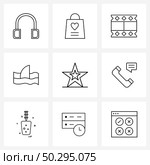 Modern Vector Line Illustration of 9 Simple Line Icons of day, shark, film, old, Australia Vector Illustration. Стоковая иллюстрация, агентство Ingram Publishing / Фотобанк Лори