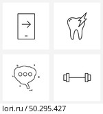 4 Editable Vector Line Icons and Modern Symbols of mobile, message, arrow right, dentist, menu Vector Illustration. Стоковая иллюстрация, агентство Ingram Publishing / Фотобанк Лори