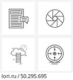 Universal Symbols of 4 Modern Line Icons of document, up, quote, picture, target Vector Illustration. Стоковая иллюстрация, агентство Ingram Publishing / Фотобанк Лори