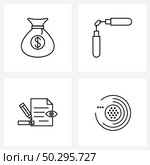 Set of 4 Line Icon Signs and Symbols of bag, document, money, communities, eye Vector Illustration. Стоковая иллюстрация, агентство Ingram Publishing / Фотобанк Лори