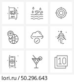 Mobile UI Line Icon Set of 9 Modern Pictograms of medical, target, park, goal, aim Vector Illustration. Стоковая иллюстрация, агентство Ingram Publishing / Фотобанк Лори