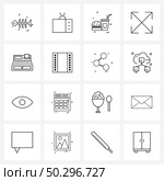 Mobile UI Line Icon Set of 16 Modern Pictograms of business, zoom, TV, scale, drink Vector Illustration. Стоковая иллюстрация, агентство Ingram Publishing / Фотобанк Лори