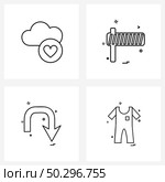 Line Icon Set of 4 Modern Symbols of cloud, arrows, love, signs, turn Vector Illustration. Стоковая иллюстрация, агентство Ingram Publishing / Фотобанк Лори