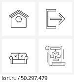 Modern Vector Line Illustration of 4 Simple Line Icons of dog house, decorative, common, logout, lounge Vector Illustration. Стоковая иллюстрация, агентство Ingram Publishing / Фотобанк Лори