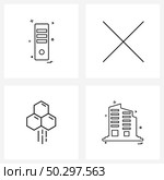 Set of 4 Simple Line Icons of monitor, building, cancel, bee, real estate Vector Illustration. Стоковая иллюстрация, агентство Ingram Publishing / Фотобанк Лори