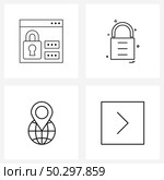 Set of 4 Universal Line Icons of web, web, locked, protection, chevron Vector Illustration. Стоковая иллюстрация, агентство Ingram Publishing / Фотобанк Лори