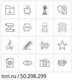 Mobile UI Line Icon Set of 16 Modern Pictograms of sewing, machine, plants, knit, Halloween Vector Illustration. Стоковая иллюстрация, агентство Ingram Publishing / Фотобанк Лори