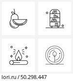 4 Universal Line Icons for Web and Mobile pear, study admiral, lemon, furniture, camp Vector Illustration. Стоковая иллюстрация, агентство Ingram Publishing / Фотобанк Лори