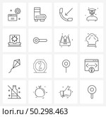 16 Universal Line Icons for Web and Mobile preference, configure, call, profile, avatar Vector Illustration. Стоковая иллюстрация, агентство Ingram Publishing / Фотобанк Лори