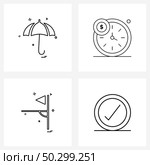 4 Universal Icons Pixel Perfect Symbols of umbrella, football, weather, invest, accept Vector Illustration. Стоковая иллюстрация, агентство Ingram Publishing / Фотобанк Лори