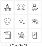 Set of 9 Modern Line Icons of shape, circles, web, circle, load Vector Illustration. Стоковая иллюстрация, агентство Ingram Publishing / Фотобанк Лори