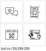 4 Universal Icons Pixel Perfect Symbols of medical, ppt, plus, file extension, education website Vector Illustration. Стоковая иллюстрация, агентство Ingram Publishing / Фотобанк Лори