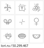 Stock Vector Icon Set of 9 Line Symbols for collapse, tennis, y, sports, table tennis Vector Illustration. Стоковая иллюстрация, агентство Ingram Publishing / Фотобанк Лори