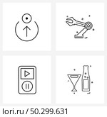 Set of 4 Simple Line Icons for Web and Print such as cursor, iPod, up, tools, player Vector Illustration. Стоковая иллюстрация, агентство Ingram Publishing / Фотобанк Лори