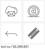 Pack of 4 Universal Line Icons for Web Applications sent email, arrow, communication, speaker, barber Vector Illustration. Стоковая иллюстрация, агентство Ingram Publishing / Фотобанк Лори