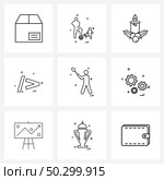 UI Set of 9 Basic Line Icons of sports, greater than, candle, education, sign Vector Illustration. Стоковая иллюстрация, агентство Ingram Publishing / Фотобанк Лори