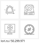 Simple Set of 4 Line Icons such as sign, development, d scale, drive, iMac Vector Illustration. Стоковая иллюстрация, агентство Ingram Publishing / Фотобанк Лори