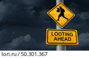 Looting concept and a symbol of a looter during a protest or riot stealing with 3D illustration elements. Стоковое фото, агентство Ingram Publishing / Фотобанк Лори