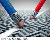 Business cooperation solution and corporate partnership strategy as two partners solving a problem togetrher as a success metaphor as a 3D render. Стоковое фото, агентство Ingram Publishing / Фотобанк Лори