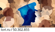 Community policing and police in society building trust as law enforcement with law enforcement in social diverse crowd as a policeman or policewoman symbol and diversity in a 3D illustration style. Стоковое фото, агентство Ingram Publishing / Фотобанк Лори