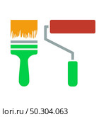 Icon Of Construction Paint Brushes. Outline With Color Fill Design. Vector Illustration. Стоковая иллюстрация, агентство Ingram Publishing / Фотобанк Лори