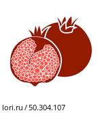 Pomegranate Icon. Flat Color Design. Vector Illustration. Стоковая иллюстрация, агентство Ingram Publishing / Фотобанк Лори