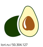 Avocado Icon. Flat Color Design. Vector Illustration. Стоковая иллюстрация, агентство Ingram Publishing / Фотобанк Лори