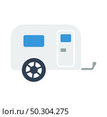 Icon Of Camping Family Caravan Car. Flat Color Design. Vector Illustration. Стоковая иллюстрация, агентство Ingram Publishing / Фотобанк Лори
