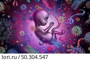 Fetus infectious disease and maternal infection as issues of Obstetrics and Gynecology with 3D render elements. Стоковое фото, агентство Ingram Publishing / Фотобанк Лори