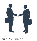 Icon Of Meeting Businessmen. Flat Color Design. Vector Illustration. Стоковая иллюстрация, агентство Ingram Publishing / Фотобанк Лори