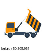 Icon Of Tipper. Flat Color Design. Vector Illustration. Стоковая иллюстрация, агентство Ingram Publishing / Фотобанк Лори